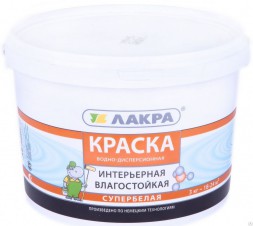 Краска ЛАКРА интерьерная акрил. влагост. (супербелая), 3кг