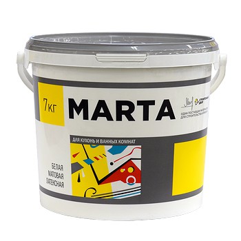 Краска Марта д/гостиных и спален белая, 7кг